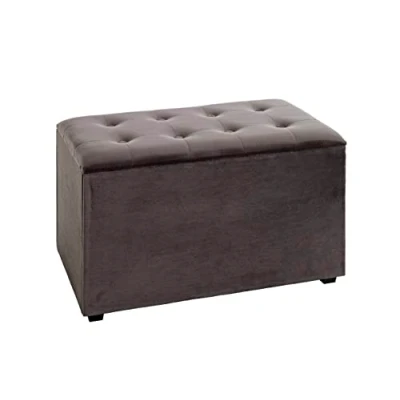 Image of HAKU Mobel Storage Bench Anthracite, Mdf, Fabric Size: W 65 cm X H 42 D 40 cm, Style: Art Deco