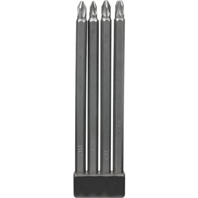 Image of kwb Screwdriver Bit Set 4 Pieces 150 mm Magnetic Extra Long 1/4 Inch ISO 1173 E 6.3