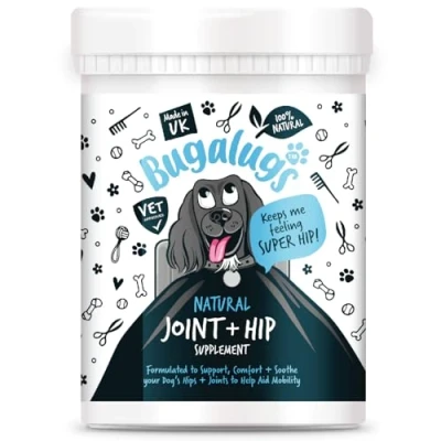 Image of BUGALUGS Joint Supplements For Dogs with Glucosamine, Chondroitin, Green Lipped Mussel 10 Key Dog Vitamins, Helps Pain Relief, Support &amp; Stiff Joints (200g)