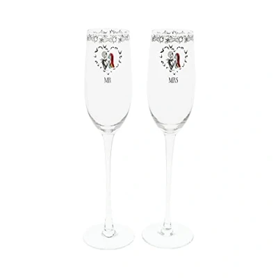 Image of Enesco Enchanting Disney Mr and Mrs Collection Champagne Glasses