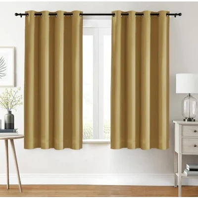 Image of Utopia Bedding Blackout Curtains Grommet Thermal 2 Panels Drapes [Beige, 46 x 54 Inches] Sound Insulated Curtain for Bedroom and Living Room (117x137 cm)