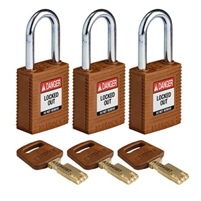 Image of SafeKey Nylon/Steel Padlock, 38mm x 84mm 19mm, Brown, Pack of 3