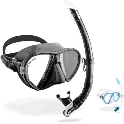 Image of Cressi Unisex&#039;s Combo Ocean VIP Set mask &amp; Snorkel Gamma, Black, One Size,WDM1000125
