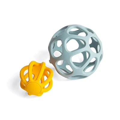 Image of Bigjigs Toys Activity Balls 2 Piece Silicone Teethers For Babies, Baby Sensory Toys, Montessori Sustainably Made Gift
