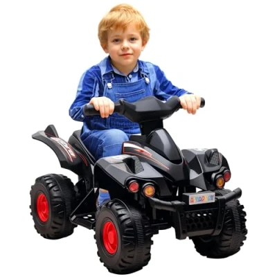 Image of AIYAPLAY 6V Electric Quad Bike for Kids, Kids Car Ride on ATV with Music, Forward Function, 2 6 Years, Black