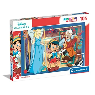 Image of Clementoni 25749 Supercolor Puzzle Disney Classics Pinocchio 104 Pieces, Jigsaw For Kids Age 6, Cartoon, Made In Italy