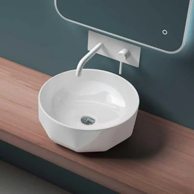 Image of Durovin Bathrooms Ceramic Bathroom Basin Countertop Sink Vessel Round Washing Bowl (420 x 420 150mm)