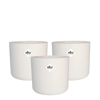Image of elho B.for Soft Round Plant Pots Flower Indoor 100% Recycled Plastic Set of 3 Ø 18 cm White/White