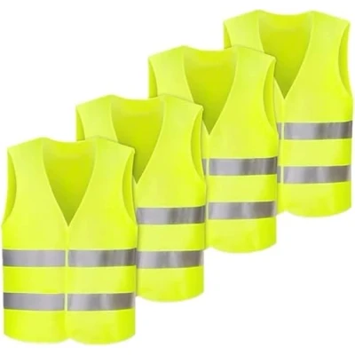 Image of Anlising 4PCS High Visibility Safety Vests,Hi Vis Vests with 2 Reflective Stripes,Night Workwear Vest,Reflective Jackets Waistcoat,for Running,Biking,Surveyor and Traffic Work