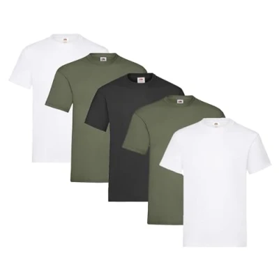 Image of Fruit of the Loom Men&#039;s T Shirt, Heavy Cotton, M, L, XL, XXL, 3XL, Various Colour Sets, Pack 5, XXL