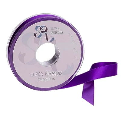 Image of SR SUPER RIBBONS®™ Full Reel 15mm Double Faced Satin Ribbon, 20 Metres on Purple