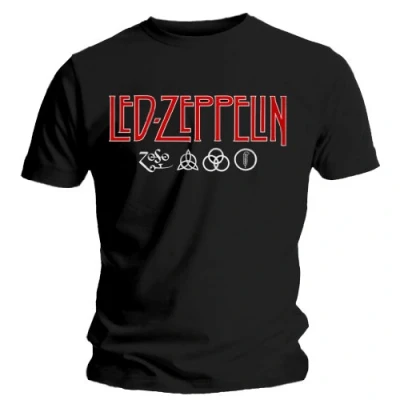 Image of Live Nation Led Zeppelin Logo &amp; Symbols T Shirt Black XXL