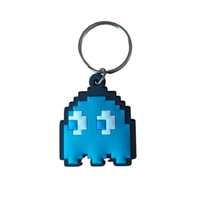 Image of Pac Man Rubber Keychain Inky Design Keyring zip Pull or Backpack Charm