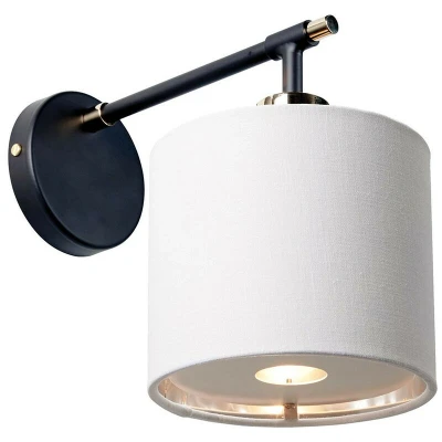 Image of Balance Wall Lamp with Shade, Black, Polished Nickel
