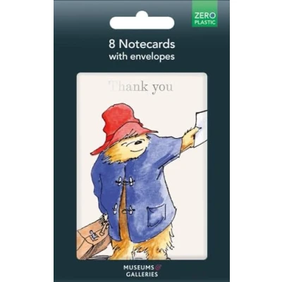 Image of Museums &amp; Galleries Pack of 8 Thank You Notecards Paddington Bear Design Special Finish Made in the UK Eco Friendly