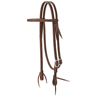 Image of Weaver Leather Working Tack Straight Browband Stainless Steel Single Buckle Headstall, Oiled Canyon Rose, 5/8&quot;