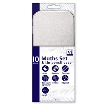 Image of Geometry Mathematics Pencil Case Set In Tin