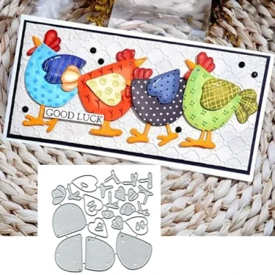 Image of Yeyert Chicken Metal Die Cuts, Scrapbooking Cutting Dies for Paper, Card Stock, Leather, Embossing, Album, DIY Craft, Ideal Mother&#039;s Day, Graduation, Making