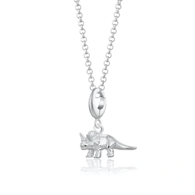 Image of Lily Charmed 925 Sterling Silver Triceratops Dinosaur Pendant Necklace with 18&quot; Chain