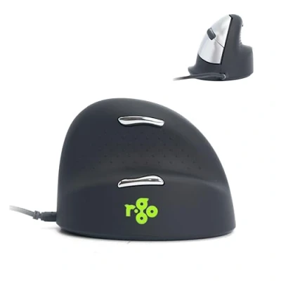 Image of R Go Tools HE Ergonomic mouse, Medium (165 193mm), Right Handed, wired, 500 3500dpi, black, RGOHE