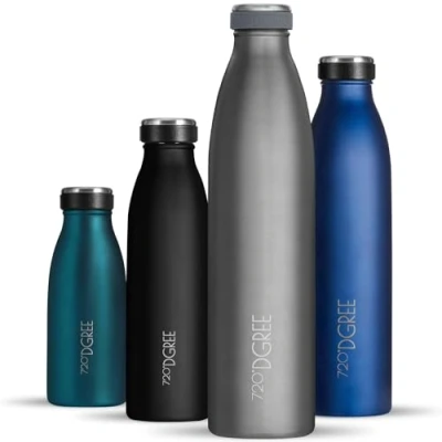 Image of 720DGREE Vaccum Insulated Water Bottle “milkyBottle“ 1litre Leakproof, BPA Free, Thermo Stainless Steel Flask Sports, Gym, Fitness, School, Kids, Travel, Outdoor, Hot, Cold &amp; Carbonated Drinks
