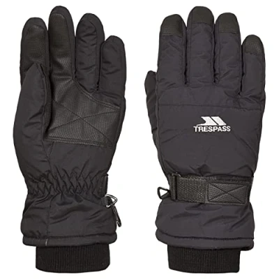 Image of Trespass Gohan II, Black, 10/12, Warm Padded Waterproof Gloves Kids Unisex, Age 10 12, Black