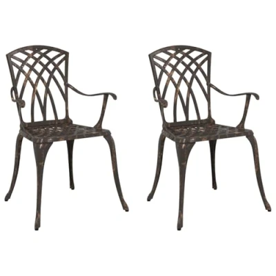 Image of vidaXL Bronze Aluminium Outdoor Chair Set Modern Weather Resistant Balcony Seating, Comfortable Cylindrical Design, Durable for Patio/Garden 2 Chairs