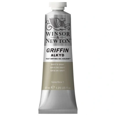 Image of Winsor &amp; Newton Griffin 37ml Alkyd Fast Drying Oil Colour Tube Davy&#039;s Gray
