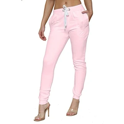 Image of GW CLASSY OUTFIT Women&#039;s Activewear Ladies Fleece Trousers Casual Jogging Joggers Tracksuit Bottoms Slim Fit Women Sports Gym (S, Baby Pink Trouser)