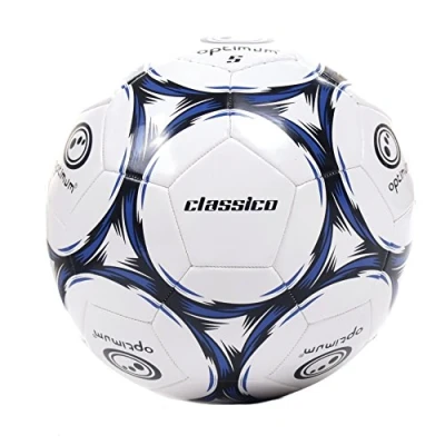 Image of Optimum Classico All Weather Football Ball Stylish, Soft Touch PVC, Even Pressure, Ideal for Training &amp; Matches, Suitable Grounds Black/Blue Size 3 Without Pump