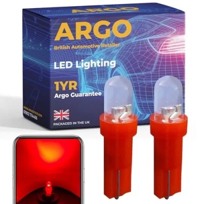 Image of Argo T5 bulb led 286 Red Dashboard Bulbs 12v Instrument Dash Panel Clocks Dials Xenon Van Interior Car Speedometer Gauge Cluster Speedo Light