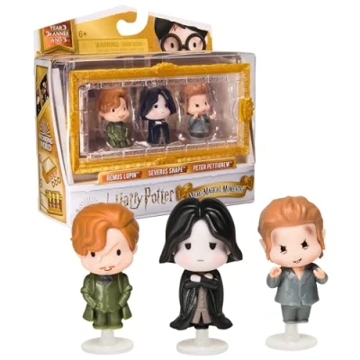 Image of Wizarding World Harry Potter, Micro Magical Moments Year 3 Figure Set with Remus Lupin, Severus Snape &amp; Peter Pettigrew Display Case