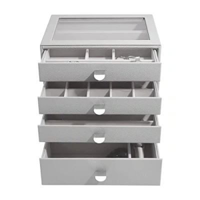 Image of Stackers Pebble Grey Classic Jewellery Box Set of 4 (with drawers)