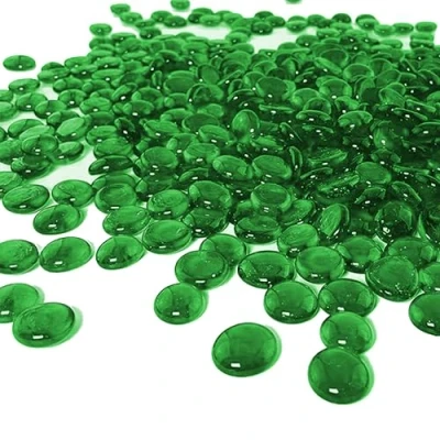 Image of ARSUK 170 180pcs Decorative Glass Pebbles, Stones Beads Rounded Gems Flat Marble, Vase Filler, Fire Artificial Crystal Gemstones for Aquarium, Mosaic Tiles Vases Craft, Garden Flowerpot(Green Pebbles)