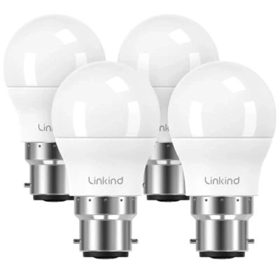 Image of Linkind Bayonet Light Bulb 60w Equivalent,Warm White 2700K, 7.5W 806lm B22d LED Bulbs,G45 Golf Ball Energy Saving Bulbs, Non Dimmable, 4 Pack