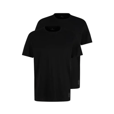 Image of TOM TAILOR Men&#039;s Basic T Shirt in Double Pack 1008638, 29999 Black, S