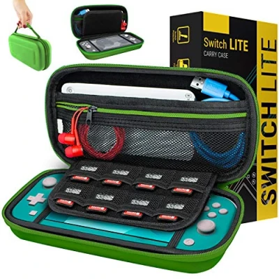 Image of Case for Nintendo Switch Lite Orzly Protective Carry with storage Games &amp; Accessories [Green]