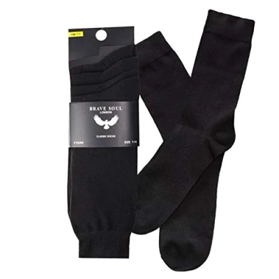 Image of NEW Mens Socks 5 Pairs OF Designer SOX BRAVE SOUL Men Size 7 11 BLACK (7 11, BLACK)