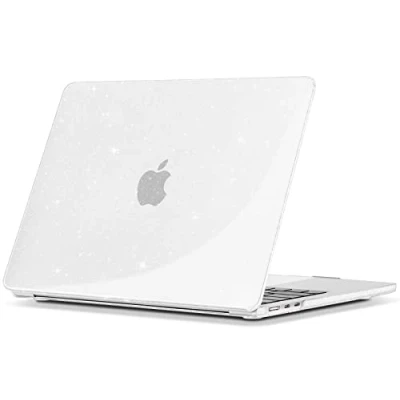 Image of TECOOL Case Compatible with MacBook Air 13.6 Inch M3 M2, 2024 A3113 &amp; 2022 A2681, Ultra Slim Hard Shell Cover, Glossy Surface, Glitter Clear