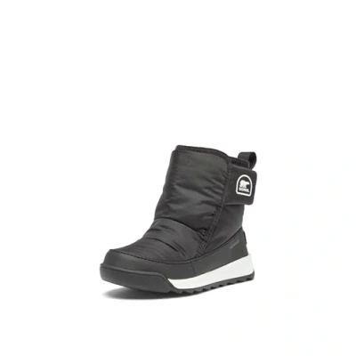 Image of Sorel Childrens Whitney II PLUS Bootie WP Unisex Winter boots for kids, Size: 9K, Black/sea salt Leather/synthetics