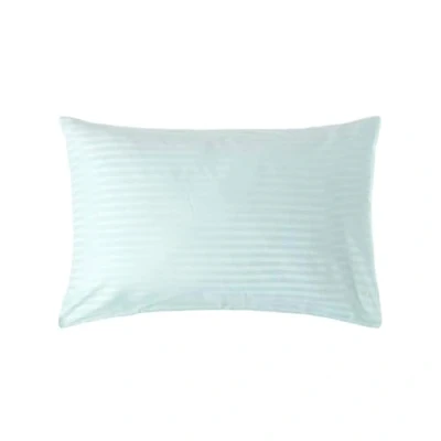 Image of HOMESCAPES Blue Pure Egyptian Cotton Pillowcase Standard Size 330 TC 500 Thread Count Percale Equivalent Satin Stripe Housewife Pillow Case Pack of 4