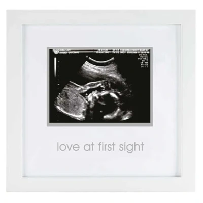 Image of Pearhead Love at First Sight Sonogram Picture Frame, Gender Neutral Ultrasound Keepsake, Ideal Pregnancy Gift, Baby Shower and Nursery Decor, White