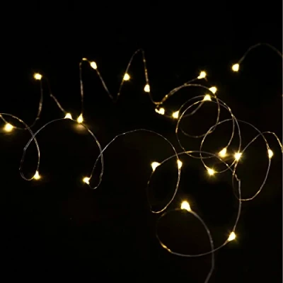Image of Mr Crimbo 200 Warm White Micro Lights Static Christmas LED String USB Powered with Copper Wire for Indoor Festive Xmas Parties Tree Plants Photo Frame Decoration Wedding Birthday Celebrations