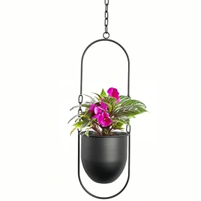Image of Hanging Planters, Metal Plant Hanger, Basket, Modern Planters for Indoor Plants, Boho Minimalist Home Decor (Black)