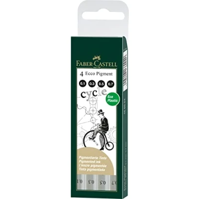 Image of Faber Castell 0.1mm/ 0.3mm/ 0.5mm/ 0.7mm Artline Drawing System Black (Wallet of 4)