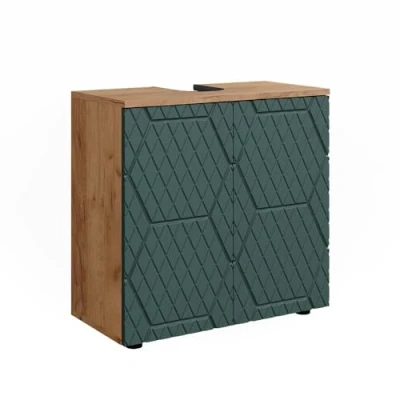 Image of Vicco Vanity unit Irma, Gold power oak/Green, 60 x 59 cm