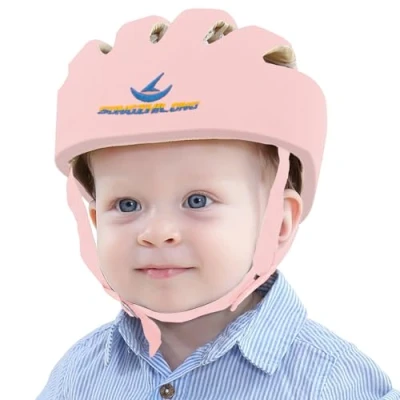 Image of IULONEE Baby Helmet Toddler Protective Hat Infant Head Adjustable Safety for Walking Crawling Pink