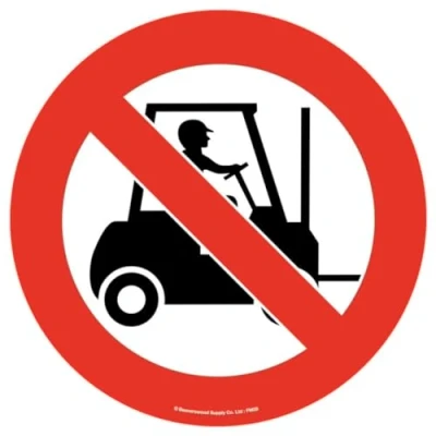 Image of Floor Graphic Markers Without Text Adhesive Sign, Warning Stickers, Safety Sign 430mm dia. Stop/man with Hand