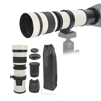 Image of Telescope Lens, 420‑800mm Super Telephoto Zoom F8.3‑16 Manual Focusing Lens for Canon EF S Mount Camera, Lens(White)