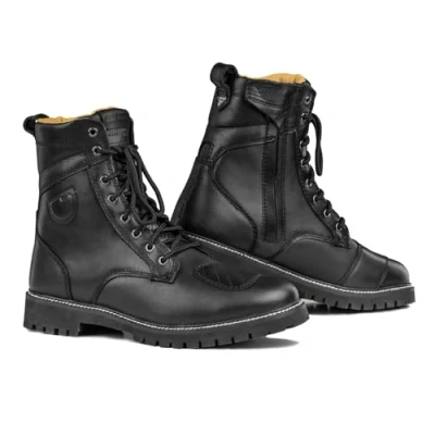 Image of SHIMA THOMSON Lady, Motorbike Boots for Women Reinforced Leather Womens Biker with Side Zipper, Ankle Support, Anti Slip Sole, Gear Shift Handle (Black, 5)